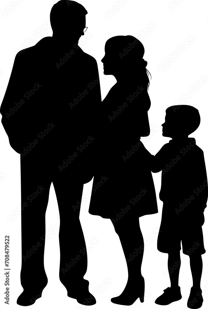 Vector silhouette of family on white background. AI generated illustration. Vector silhouette of family on white background. AI generated illustration.