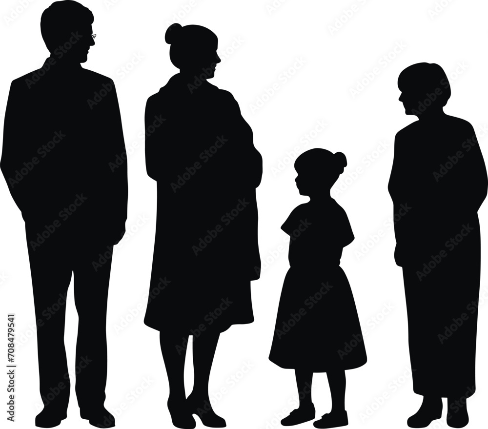 Vector silhouette of family on white background. AI generated illustration. Vector silhouette of family on white background. AI generated illustration.