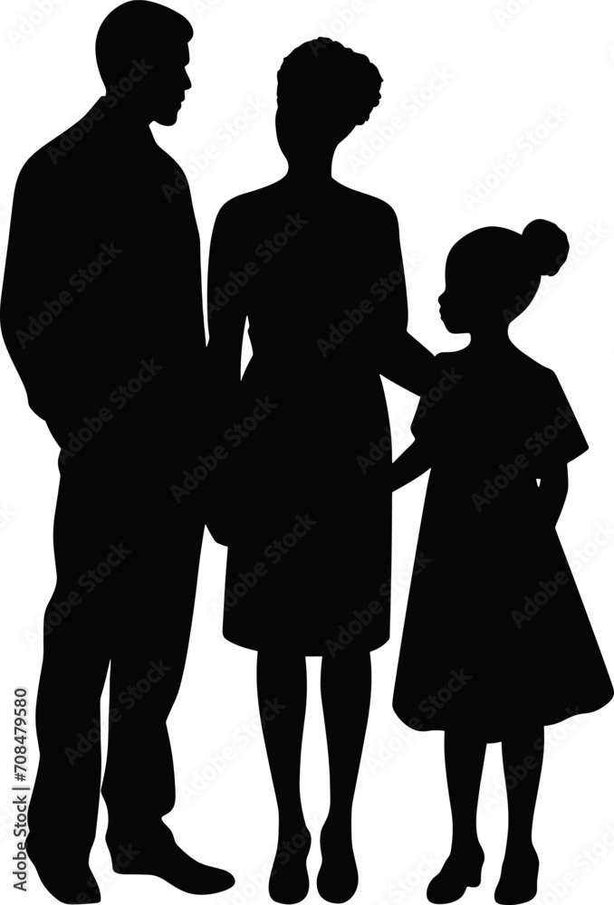 Families people with little child on white background. AI generated illustration.