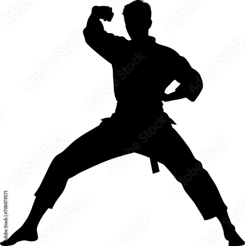 Karate player icon. Simple style karate lessons course poster background symbol. Karate brand logo design element. Karate player t-shirt printing. AI generated illustration.