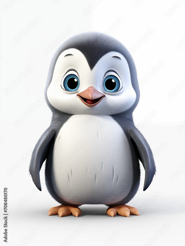 Dibujo infantil en 3D de un bebé pinguino Dibujo infantil en 3D de un bebé pinguino