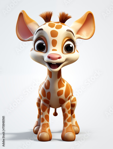 Dibujo infantil en 3D de un bebé jirafa
