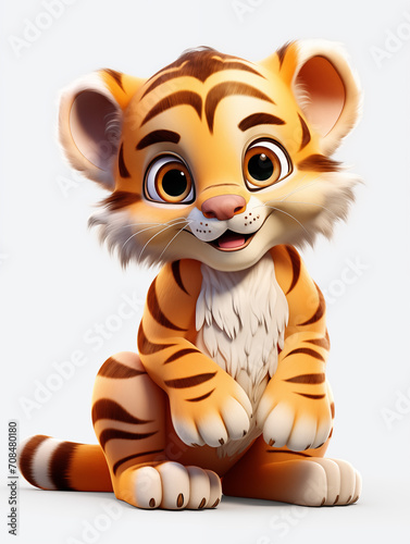 Dibujo infantil en 3D de un bebé tigre