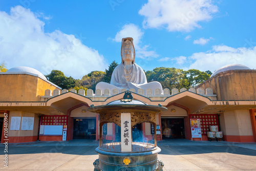 Ryozen Kannon Temple in Kyoto, Japan is a war memorial dedicated to the fallen both sides of the Pacific War.The 24-meter statue of the Goddess of Mercy was built in 1955 photo