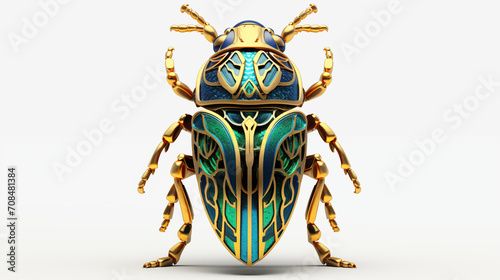 3d cartoon Disney cute jewel beetle on white background