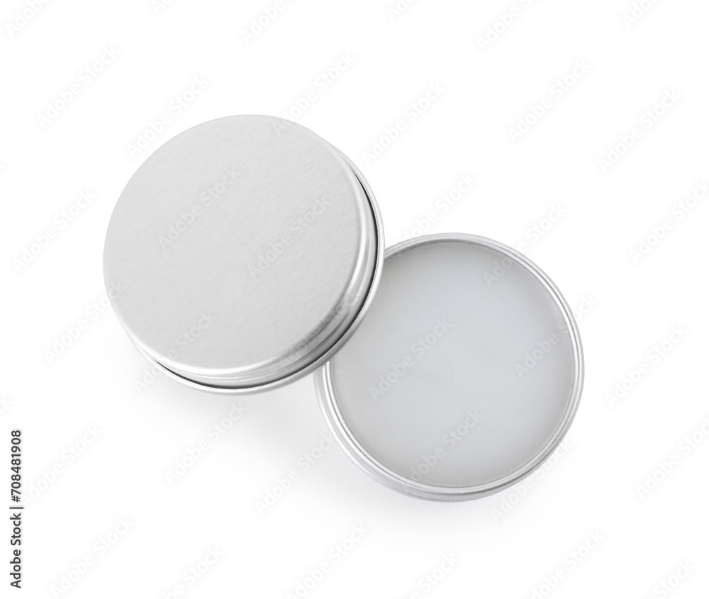 Fototapeta premium One lip balm isolated on white, top view