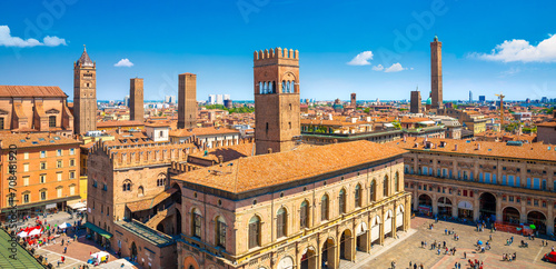 View of the city of Bologna. A city of long street galleries and leaning medieval towers. Italy photo