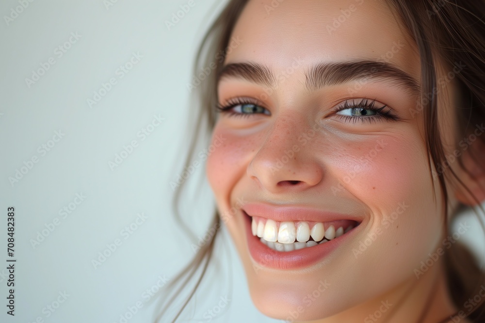 Captivating Woman with a Radiant Smile, Perfect for Adding Text or Messages, Studio Portrait on a Clean White Background Captivating Woman with a Radiant Smile, Perfect for Adding Text or Messages, Studio Portrait on a Clean White Background