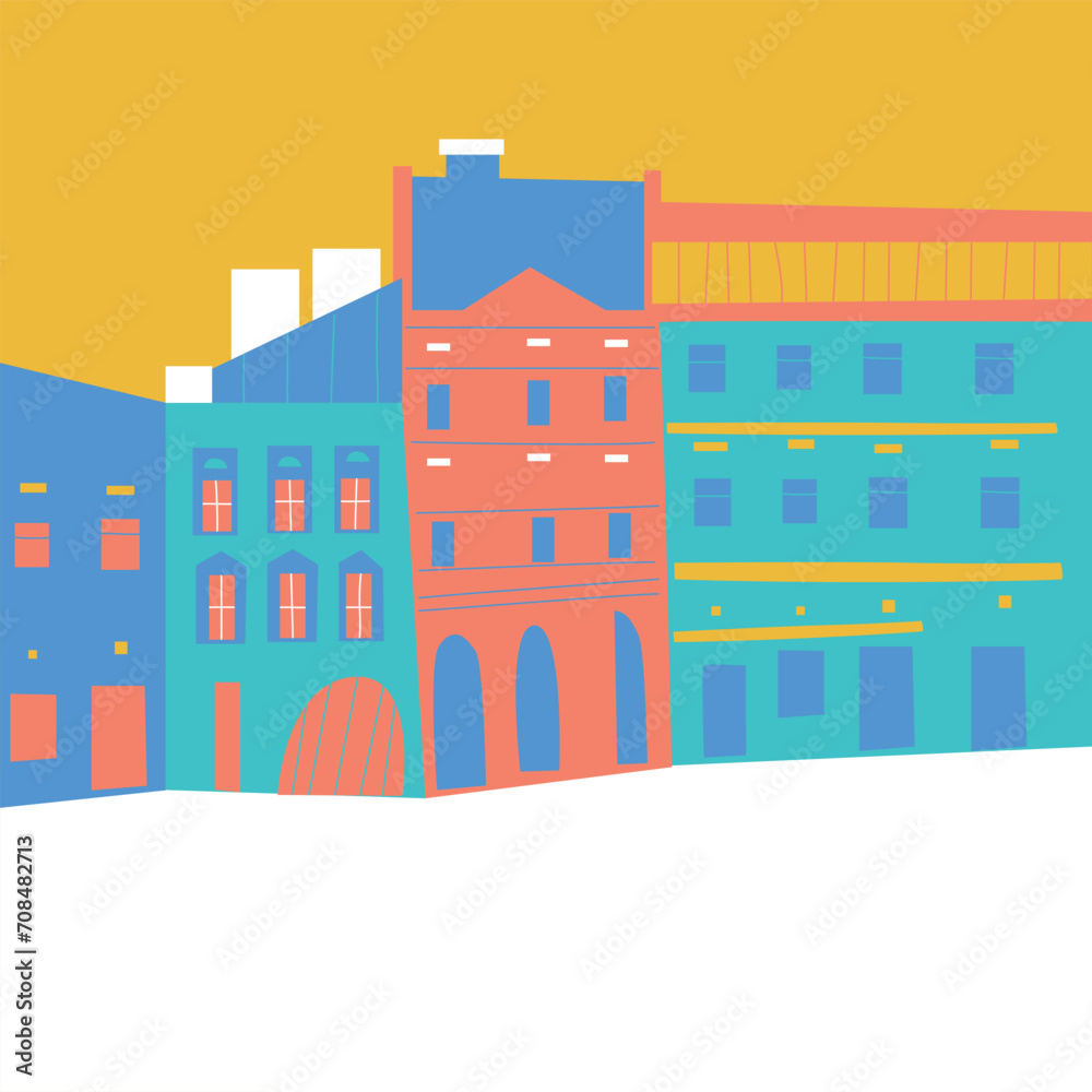 Futuristic cityscape. City street, road. Vector illustrations. Typographic poster design. Background. Futuristic cityscape. City street, road. Vector illustrations. Typographic poster design. Background.