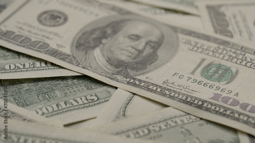 Closeup background of 100 dollar bills old style Closeup background of 100 dollar bills old style