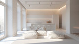 Sala de estar minimalista con sofas y luz natural