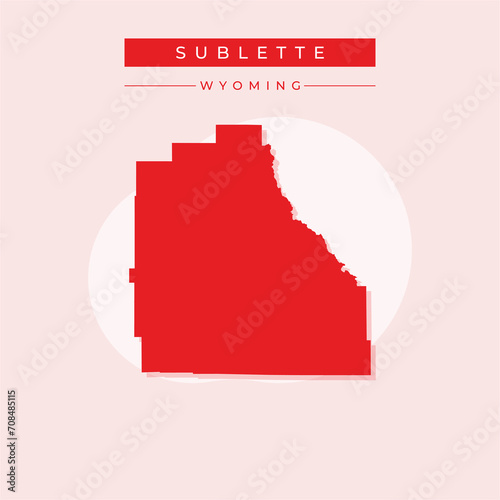 Vector illustration vector of Sublette map Wyoming photo