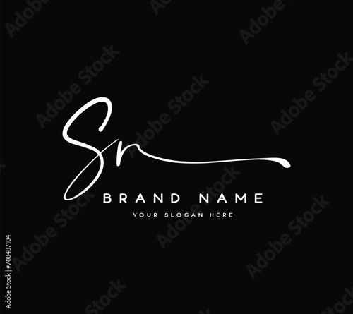 letter SR S R handwriting and signature logo template vector