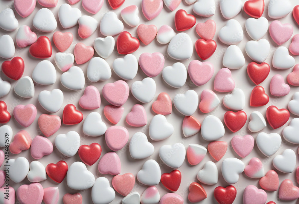 Valentine's Day Candy Hearts Collection on White Background Valentine's Day Candy Hearts Collection on White Background