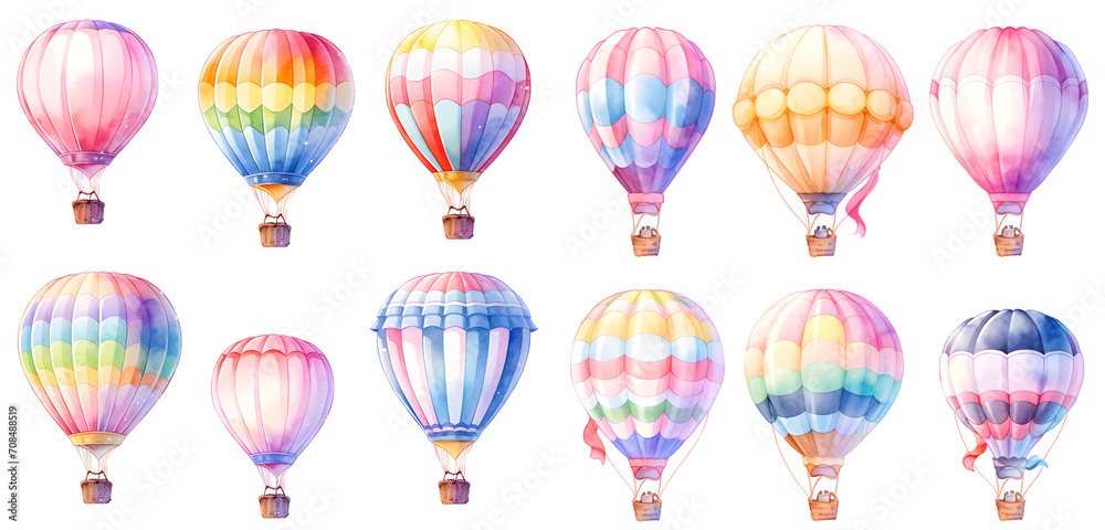 Watercolor air balloon clipart for graphic resources