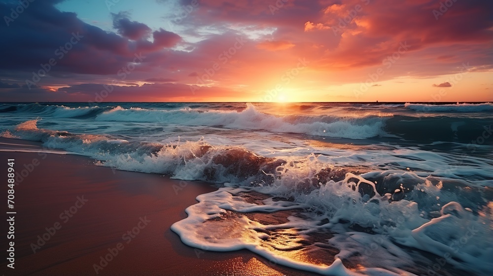 Fototapeta premium Colorful sunset over the ocean