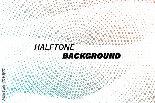 Halftone wave pattern background using halftone wavy dots texture. Vector illustration.