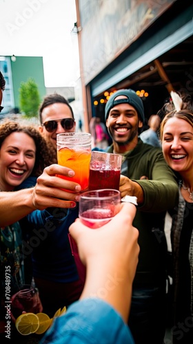 Friends Toasting with Colorful Drinks