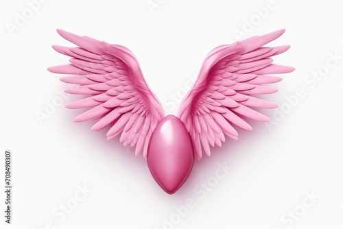 Embrace of Affection: A Delicate Pink Heart Spreads Its Gentle Wings. Generative AI