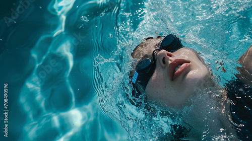 Woman in an Olympic swimming pool