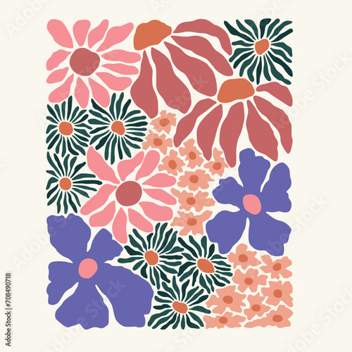 Retro vintage flowers abstract