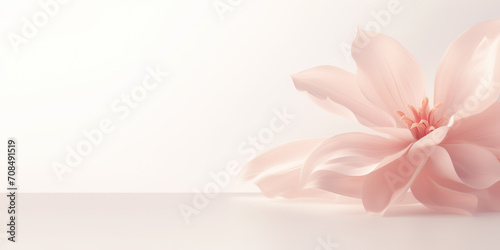 contemporary minimalist of a light pink beautiful flower, soft pastel colors, neutral light background