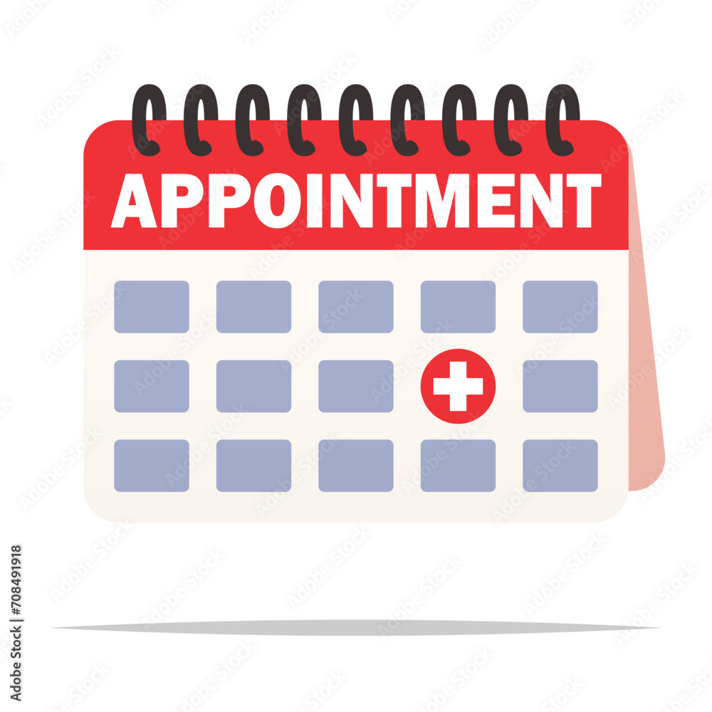 Doctor appointment calendar vector isolated illustration Doctor appointment calendar vector isolated illustration