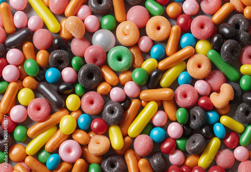 Assorted candy display background photo