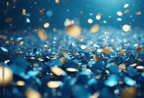 Abstract background with blue and gold confetti