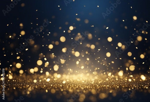 Christmas Golden light shine particles falling on navy background © FrameFinesse