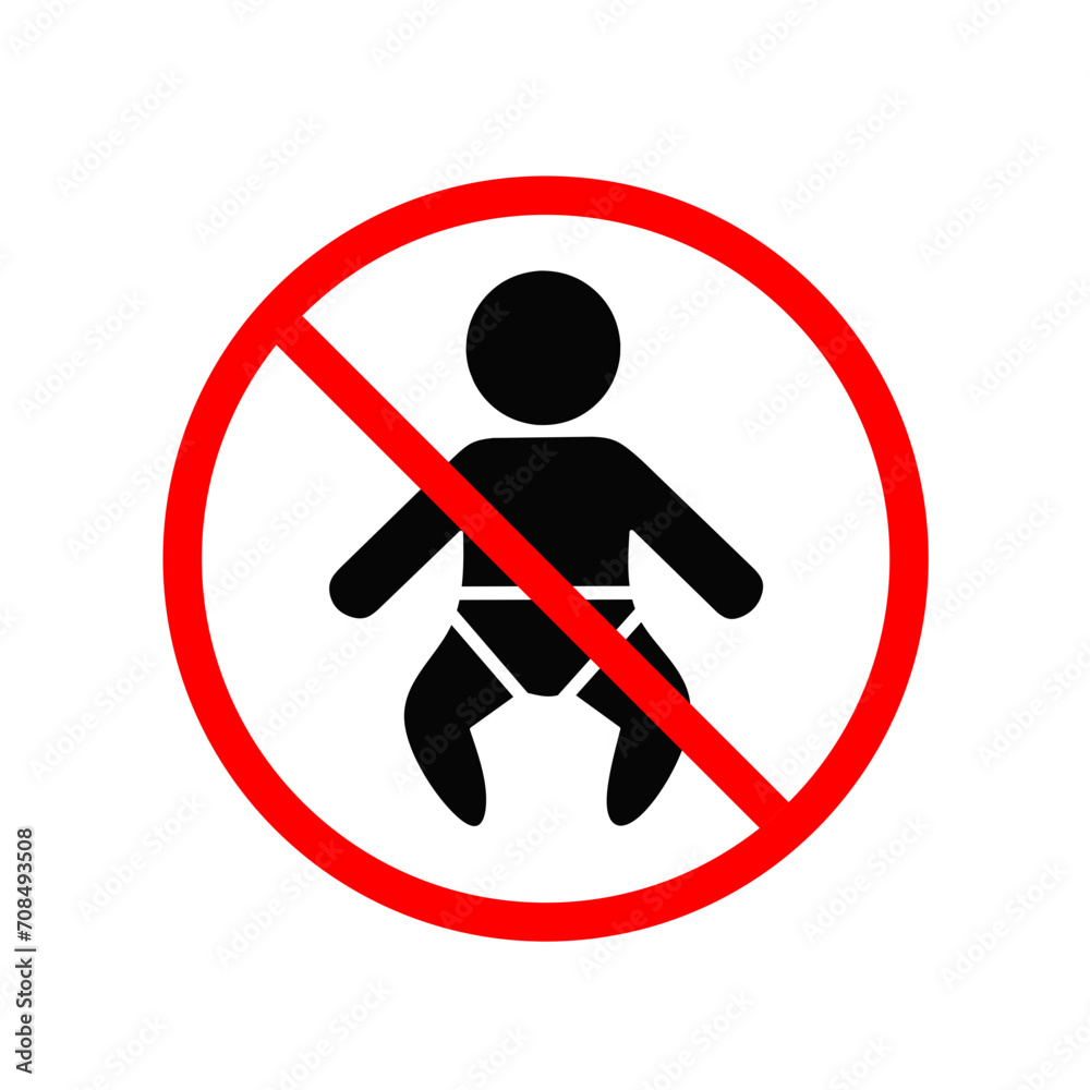 vector prohibition sign for babies.not for babies icon vector prohibition sign for babies.not for babies icon