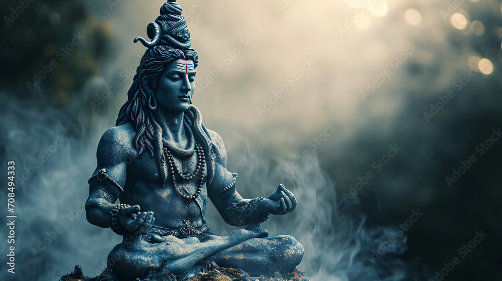 Hindu God Shiva statue - obrazy, fototapety, plakaty 