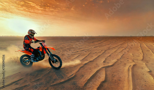 motorized in motocross competition in the dry and arid desert
