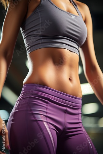 Close-up of fitness female abs.