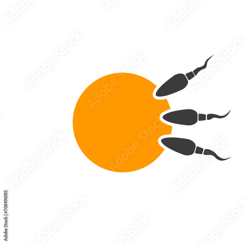 vector illustration depicting egg and sperm cells in the process of fertilization