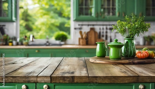Subtle Nostalgia: Blurred Setting with Green Countertop
