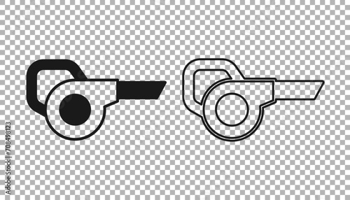 Black Leaf garden blower icon isolated on transparent background. Vector