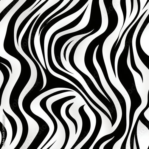 Tiger or zebra fur repeating texture. Jungle animal skin stripes. Seamless  black and white monochrome pattern for print  for paper, card, wallpaper, textile, fabric