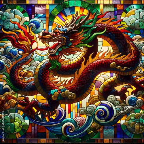 Wallpaper Mural stained glass dragon Torontodigital.ca