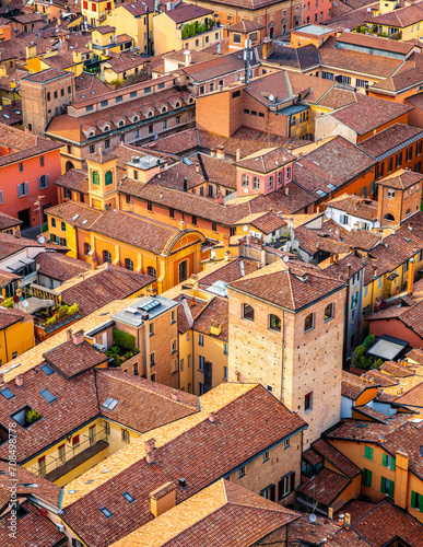 Obraz na płótnie View of the city of Bologna. A city of long street galleries and leaning medieval towers. Italy w salonie