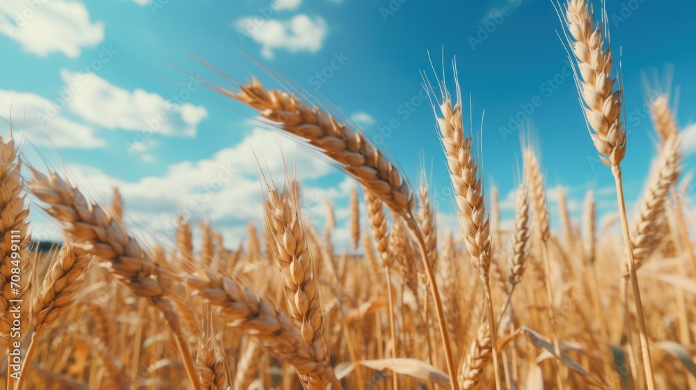 Close-up of golden wheat grains in nature for agriculture and food supply chain businesses. Close-up of golden wheat grains in nature for agriculture and food supply chain businesses.