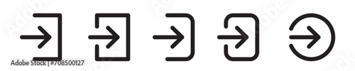 App profile login vector button. join icon. entrance way door sign. approach arrow symbol. enter input icon collection.