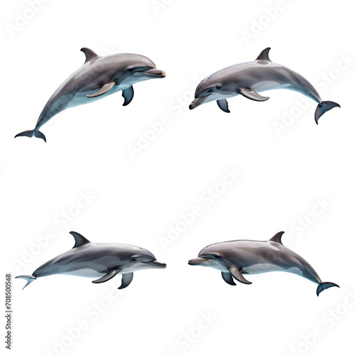 Beautiful Dolphin set isolated on a white background. Generative AI
