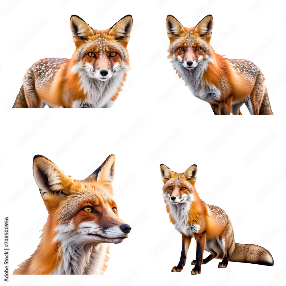 Beautiful Fox set isolated on a white background. Generative AI Beautiful Fox set isolated on a white background. Generative AI