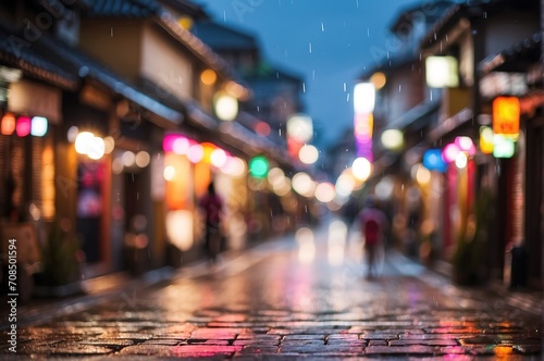 Japanese village street view with blurred defocused background