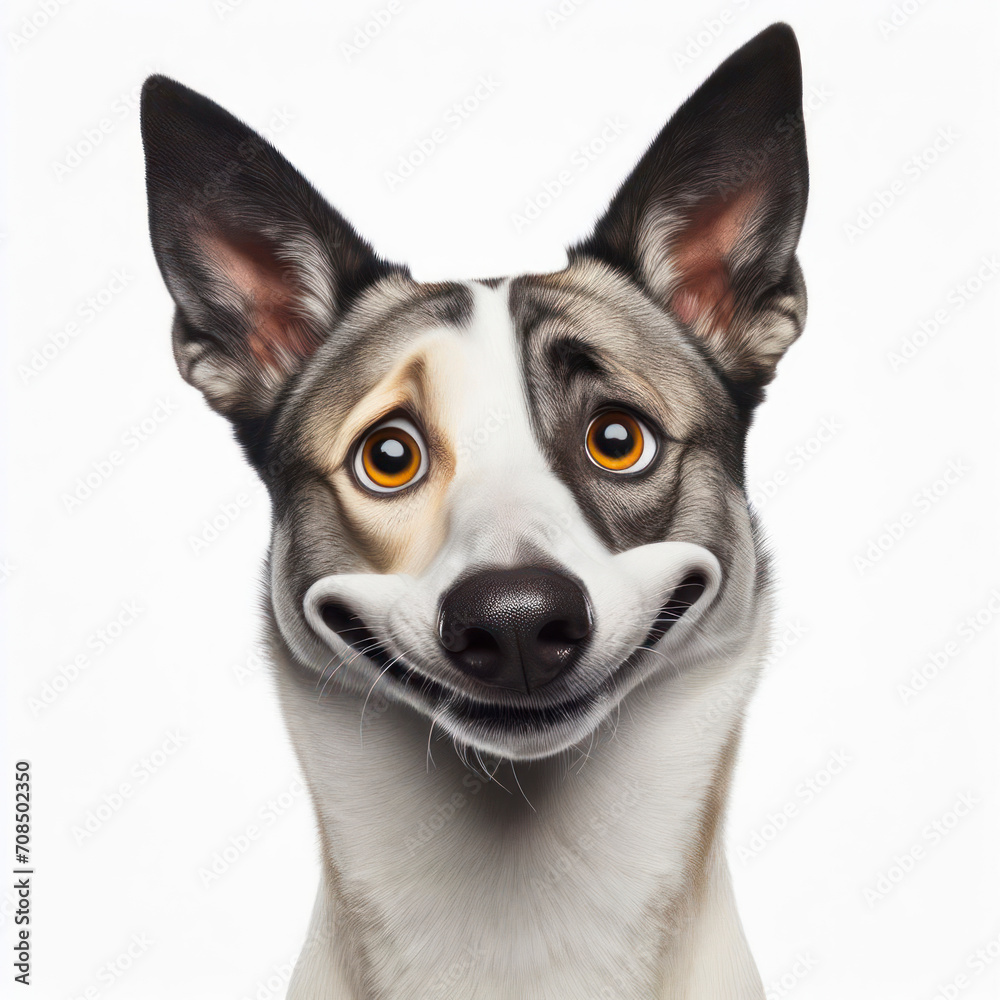 Canaan dog with strange facial expressions Isolated on white background. ai generative Canaan dog with strange facial expressions Isolated on white background. ai generative