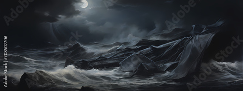 Tempest Tides: A Stormy Sea in Moonlight and Paper © Manuel