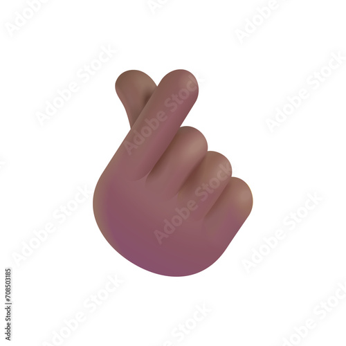 Hand with Index Finger and Thumb Crossed: Medium-Dark Skin Tone