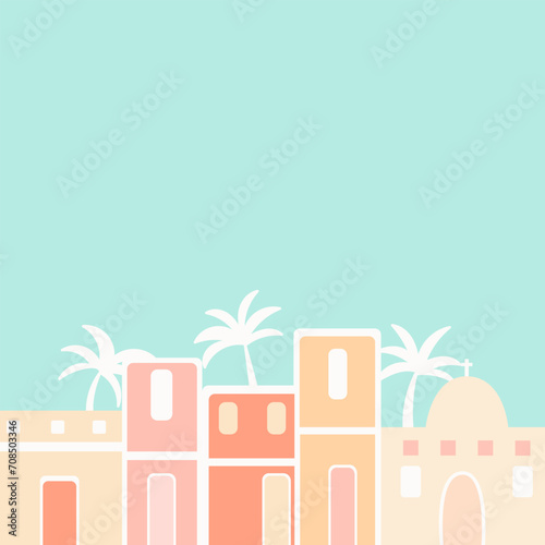 Cuban cartoonish housing facades illustration