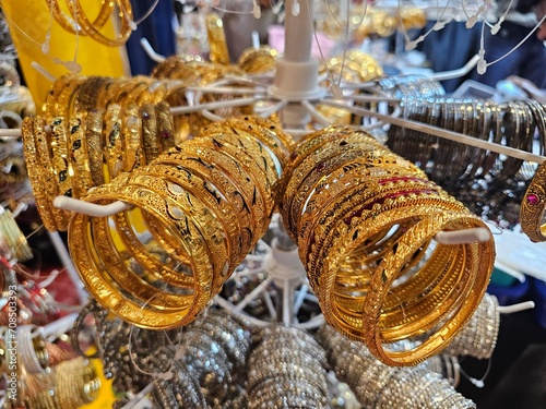 Принти на полотні Colourful copper gold multicolour bangles Bracelet new objects